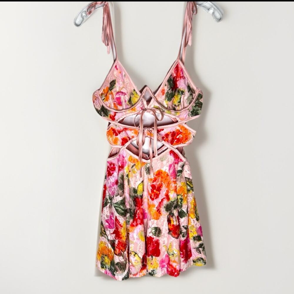 For Love & Lemons Floral Lace Dascha Bustier Mini Dress Sz S - Picture 4 of 7